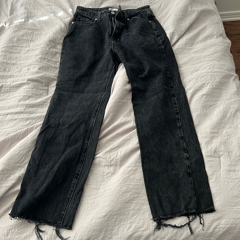 Zara black high waisted wide leg jeans